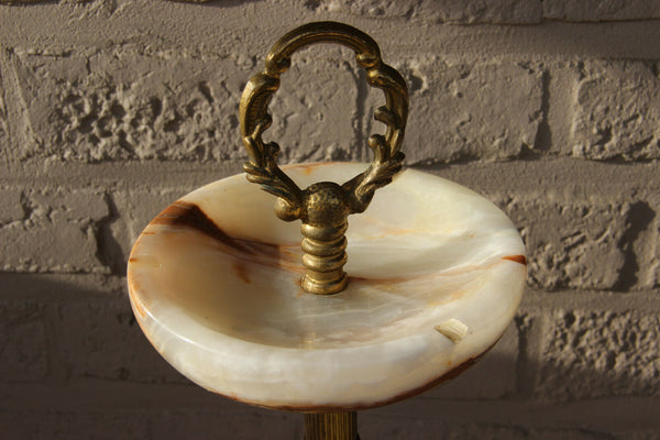 Vintage French onyx marble Dolphin Ashtray stand