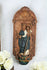 Flemish Ceramic wall madonna polychrome snake marked religious
