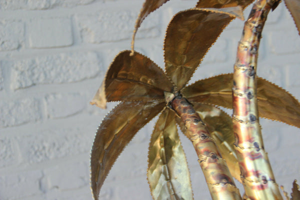 Exclusive MAISON JANSEN Brass Palm tree table lamp Velvet Hollywood regency n1