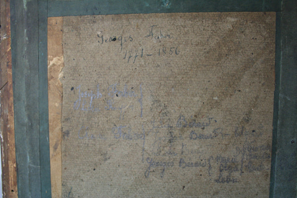 PAIR antique 1834 signed french antique drawing portraits lady man monogrammed