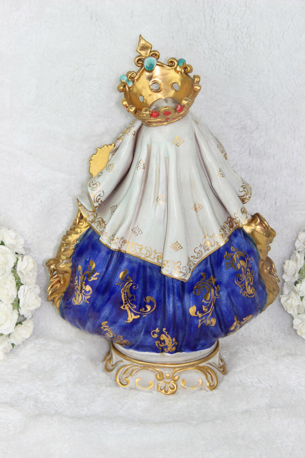 PATTARINO school MAdonna terracotta polychrome statue italian 1950 Religious