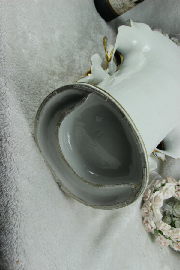 XL antique French vieux paris monogram Porcelain Vase