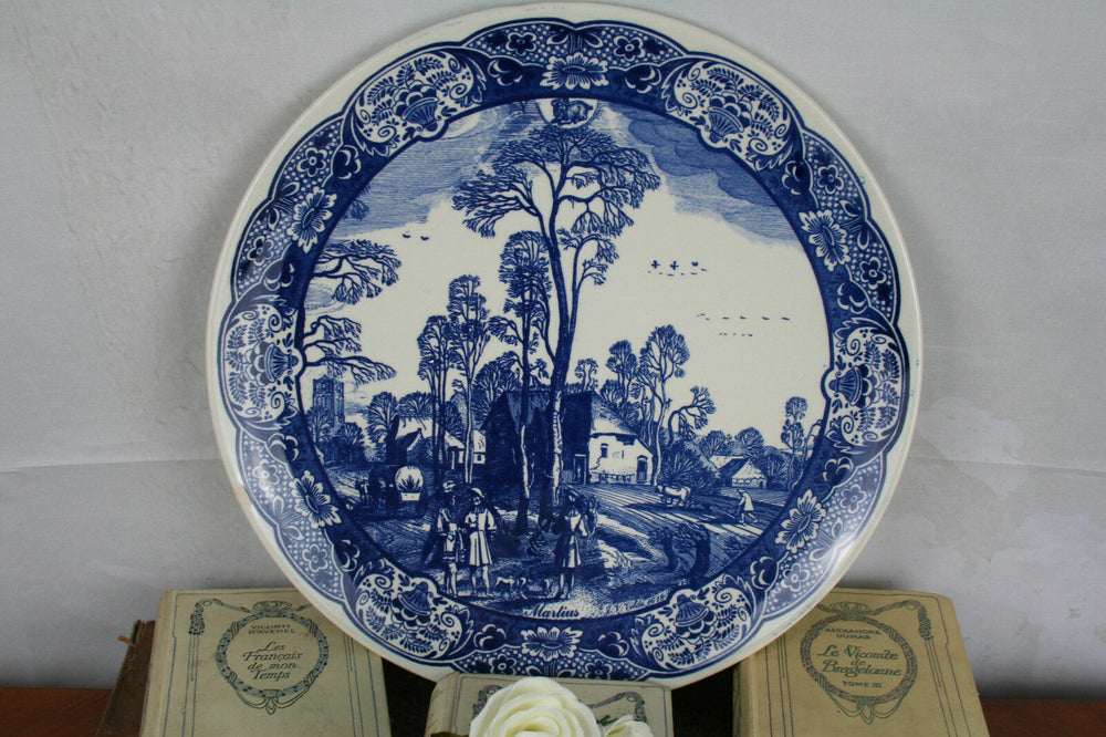 Large Delft Blue white Pottery Dutch plate marked porcelain chemkefa