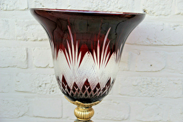 Majestical Czech Bohemian ruby red glass cut Centerpiece Vase
