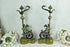 PAIR antique French bronze fireplace andirons Dragon gothic snake Figural
