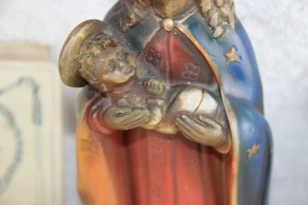 1930 Chalkware MAUCCI signed polychrome Madonna sculpture religious figurine