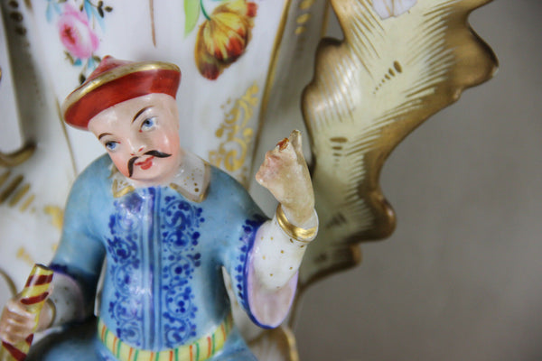 PAIR antique rare Vieux paris Vases japanese figurines geisha floral 19thc