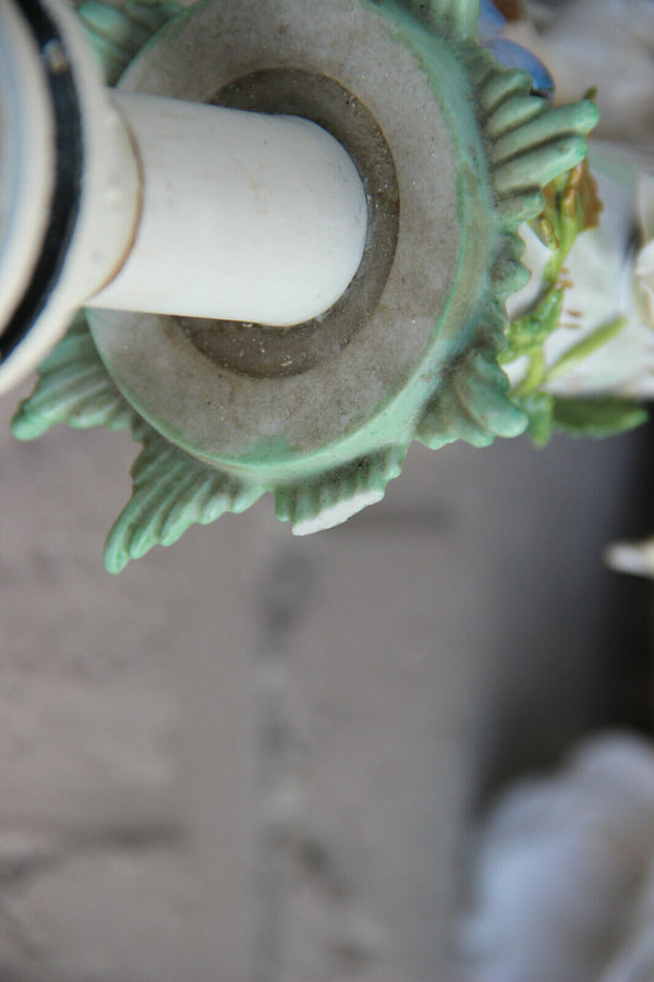 Antique German porcelain Dresden mark Angel Figurines lamp