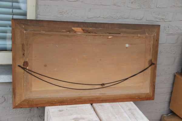 Huge Antique French Religious chromo Litho Madonna Jesus baby Framed