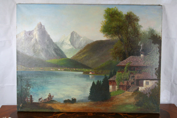Oil on Canvas mountains landscape austria italy   1960's   31.5x23.6