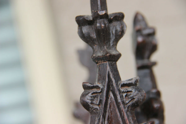 Large French neo gothic wood carved religious chapel console madonna statue