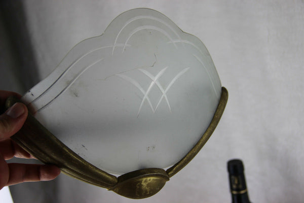 SET 3 French art deco design 1930 metal Glass wall lights sconces
