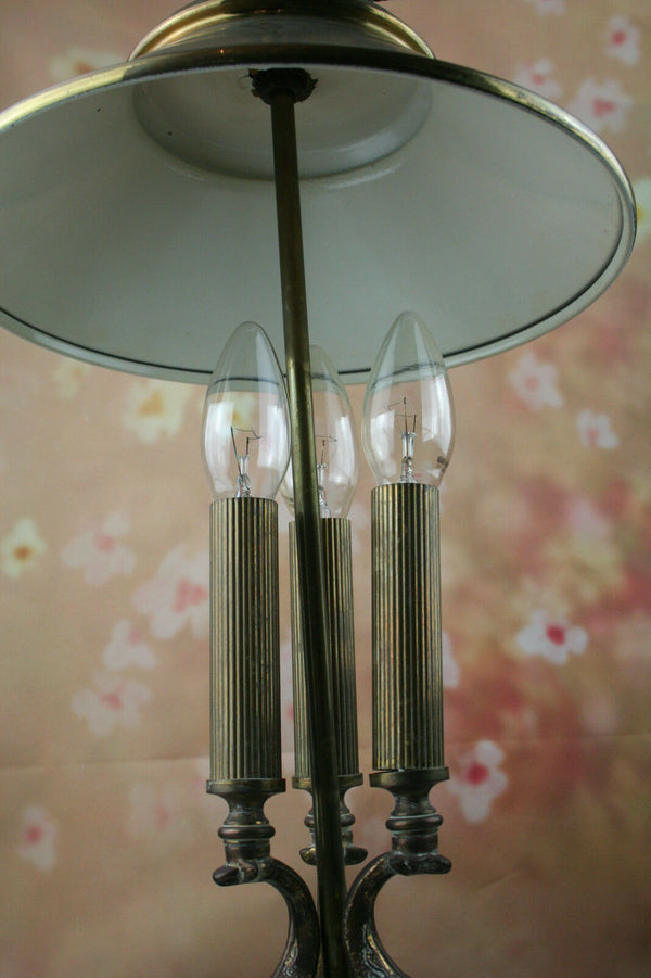 BOUILLOTTE Lamp Empire France Copper 3 lights 3 fish copper shade rare