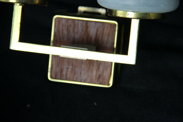 Vintage 1970 teak metal retro wall lights sconces scandinavian