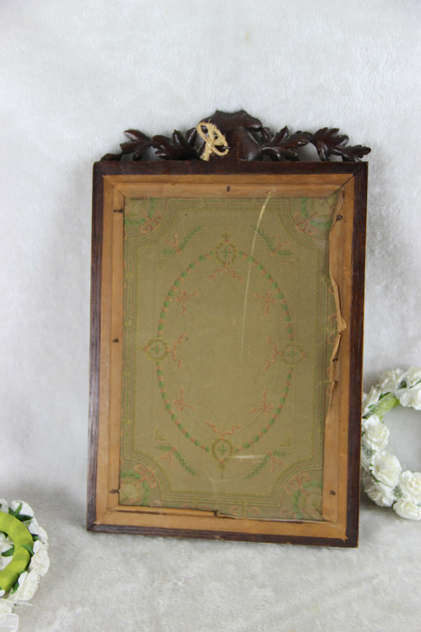 antique Portrait drawing Officer general army WW1 1914-1918 black forest wood