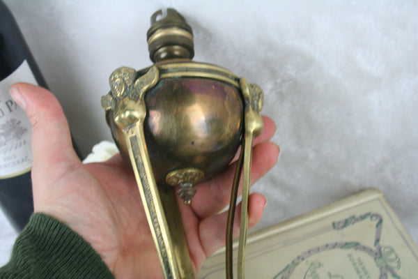 Antique french 1930 Empire style Caryatid winged lady lamp brass