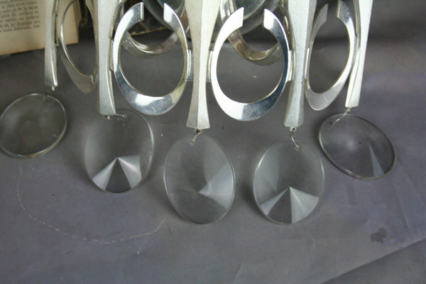 Mid-century 1970's Wall sconce lamp Sciolari glass drops Italian marked sticker