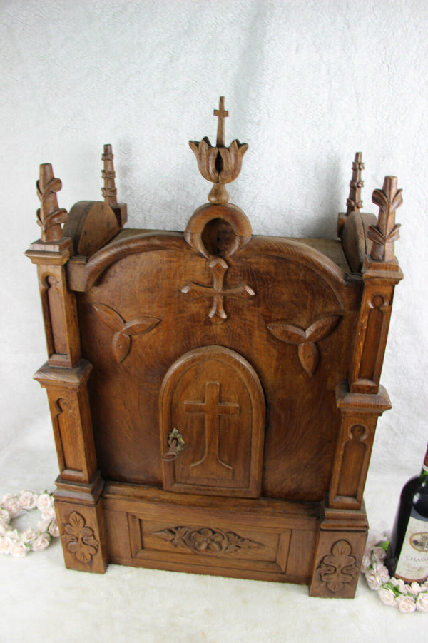 Religious Antique Church tabernacle Wood carved neo gothic rare