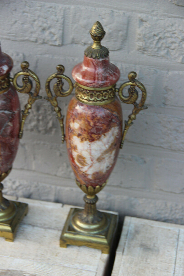 Antique PAIR french marble bronze empire Vases urns