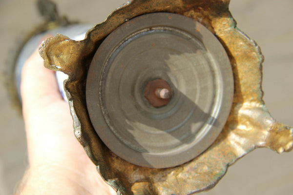 PAIR antique Delft blue white pottery bird floral decor Vases urns