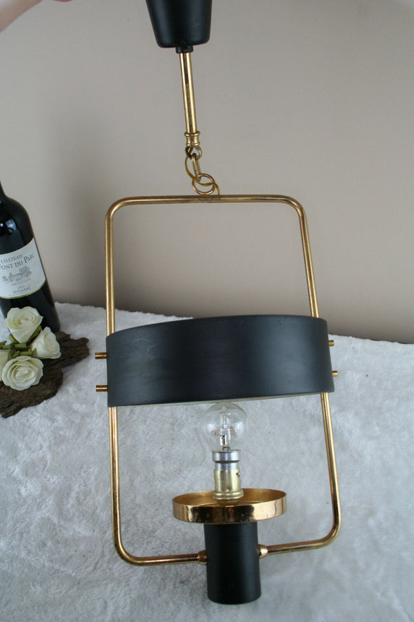 Mid century 1970's Philips Kalff Z lamp style Chandelier pendant black gold rare