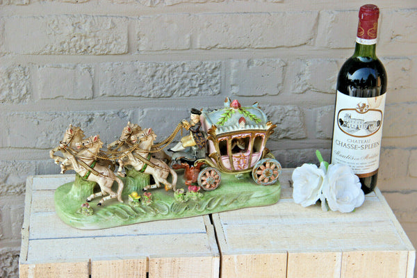 Vintage German porcelain Coach Carriage princess horses