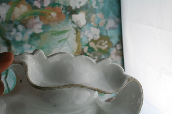 Antique French vieux Paris Porcelain Inkwell fox hunting pheasant 19th c