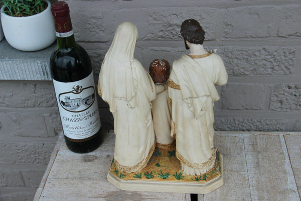 Vintage French holy family religious group cast resin