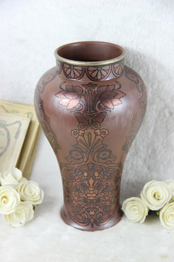 Boch Freres Keramis marked Ceramic ART NOUVEAU iris flowers Rare