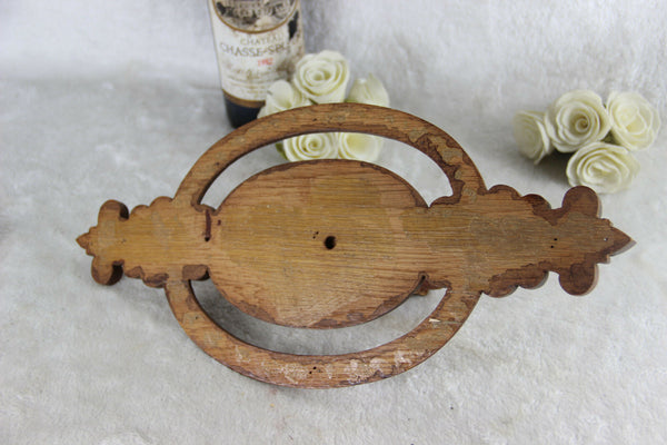 Antique Swiss Wood carved black forest Bear wall plaque panel 1920's