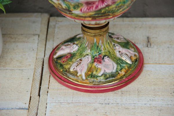 Vintage italian Capodimonte porcelain putti angels Vase caryatid handles