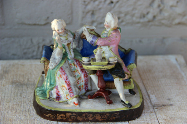 Antique german porcelain romantic victorian group statue figurines