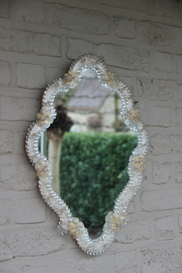 italian murano art glass floral Wall Mirror 1970