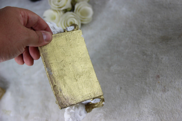 PAIR cute French chalkware putti angels Wall consoles Gold white 1970