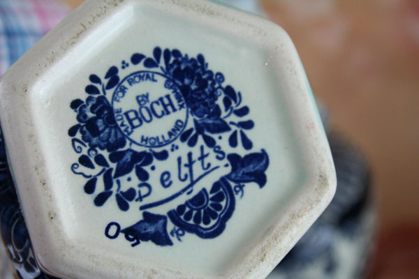 Set of 3 DELFT Blue Vases ROYAL SPHINX by BOCH Belgium porcelain marked dog