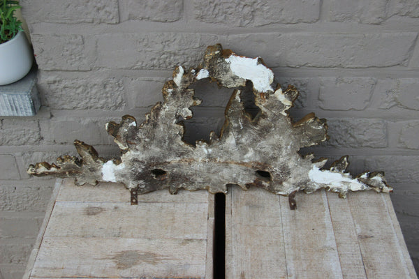 French Antique 19th c Louis XV Pediment Architectural Crown Plaster Crest Bird