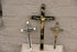 Set 3 antique french religious metal wood crucifix