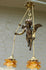Antique French bronze angel putti pendant chandelier amber tulip shades 1900