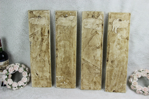 Set 4 Antique French plaster Caryatid roman lady Wall plaques panels relief