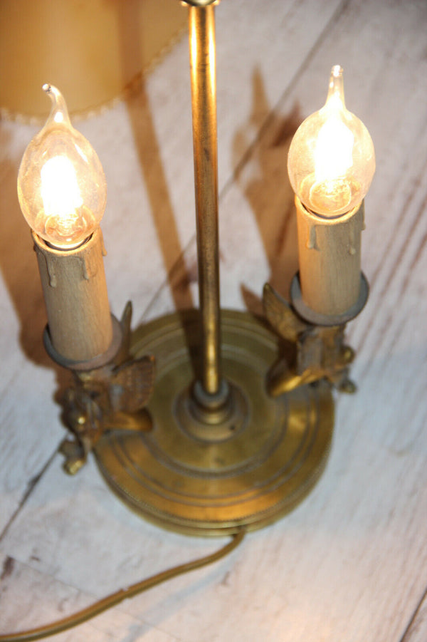 Stunning old French Bouillotte Empire bronze sphinx Caryatid table lamp