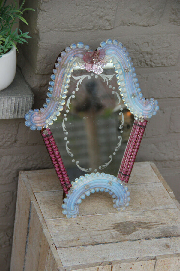 Vintage italian murano glass hand blown Make up vanity table mirror
