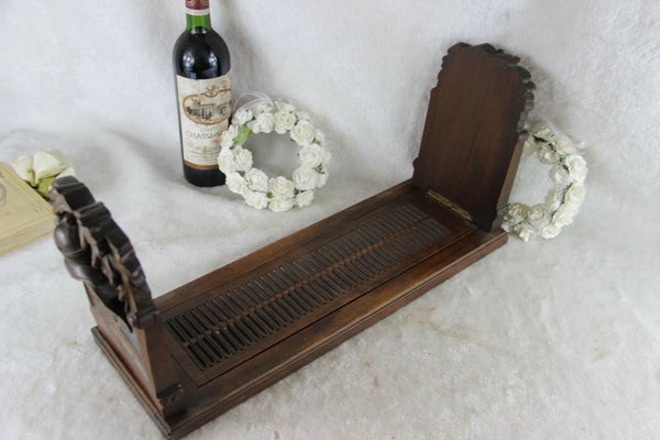 French Medieval knight armor shield wood carved book ends 1950