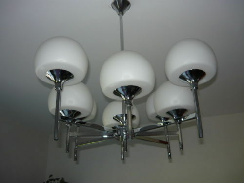 Sciolari design 8 opaline glass globes Chandelier sputnik spider model retro