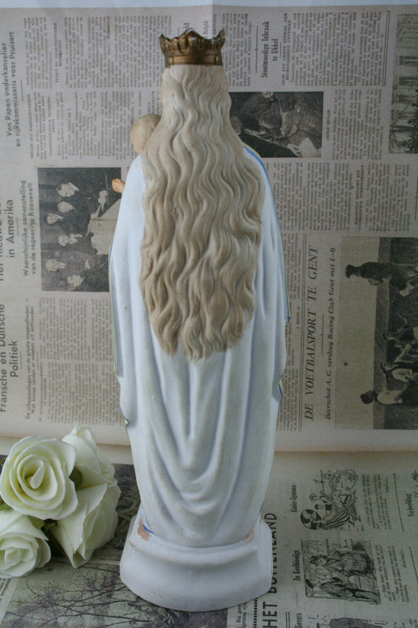 French Biscuit Porcelain Holy Saint Notre Dame de bonsecours statue religious