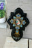 Antique XL Napoleon III holy water font enamel cloisonne porcelain madonna