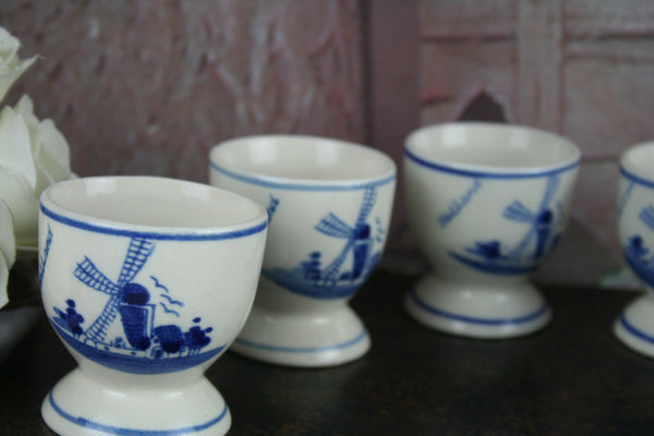 SET of 6 Delft pottery ceramic Egg holders dinner Mill floral marked cute !