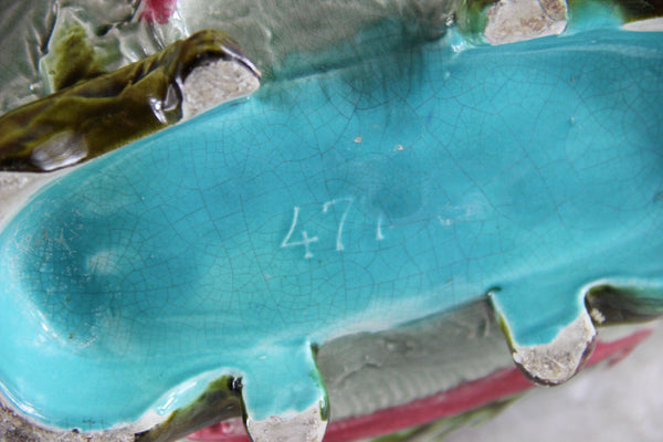 Art nouveau caryatid winged lady French faience barbotine planter jardiniere