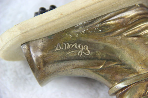 PAIR antique Bronze horse head sconces wall lights equestrian by Sylvain NORGA