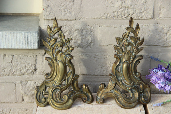 Antique French Bronze fireplace andirons firedogs louis XVI design