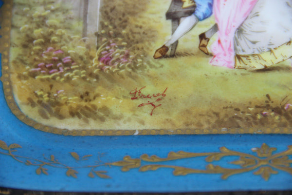 Antique French 1925 Centerpiece coupe table in sevres porcelain hand paint